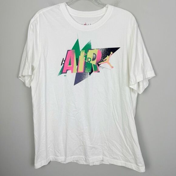 JORDAN | NIKE Air Jordan Neon Graphic Tee White Short Sleeve Men’s Size XL - Picture 1 of 7